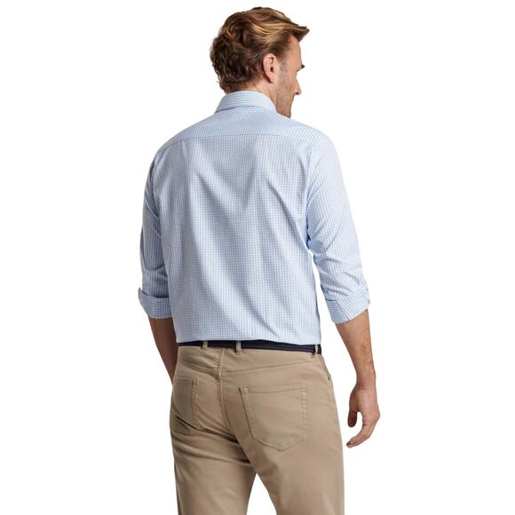 Peter Millar Silk Blend Dress Shirt, XXL, Cottage Blue, Golf Club Embroidery - Picture 2 of 7